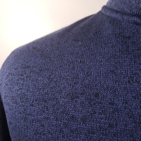 H2H Sweater Mens Medium Pullover Casual 1/4 Button Blue Knit Thick Polyester - Picture 5 of 12